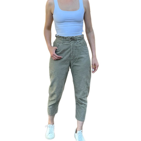 Zara corduroy paperback waist baggy pants, khaki, size 4 - Picture 9 of 9